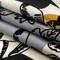 1 Yard Black Gray and Harvest Gold Flocked Flowers Geometric Viscose Woven Fabric 57 inch Width